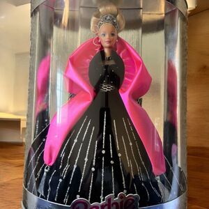 Barbie Doll in Black Dress with Pink Cape